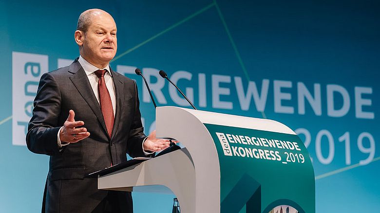 Bundesfinanzminister Olaf Scholz auf dem 10. dena Energiewende-Kongress.